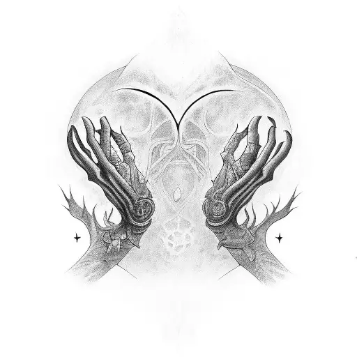sleeve on the right hand in the universe of H. P. Lovecraft tattoo design idea
