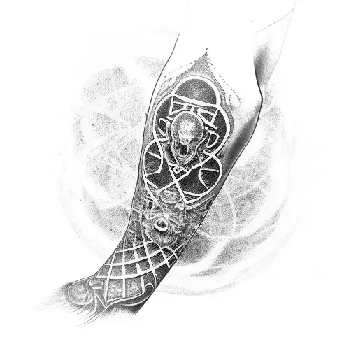 sleeve on the right hand in the universe of H. P. Lovecraft tattoo design idea