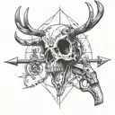 deer skull with gun and arrow design tattoo design idea