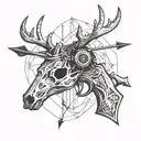 deer skull with gun and arrow design tattoo design idea