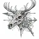 deer skull with gun and arrow design tattoo design idea