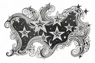 3 north stars in a zigzag pattern w flowy art like water or air surrounding it not so harsh and very feminine  tattoo design idea