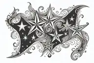 3 north stars in a zigzag pattern w flowy art like water or air surrounding it not so harsh and very feminine  tattoo design idea