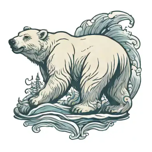 polar bear standing tattoo design idea