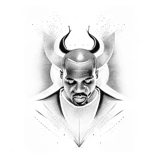 A blackwork tattoo featuring the silhouettes of Michael Jordan, Kanye West, and Mike Tyson in a dynamic pose tattoo design idea