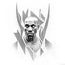 A blackwork tattoo featuring the silhouettes of Michael Jordan, Kanye West, and Mike Tyson in a dynamic pose tattoo design idea