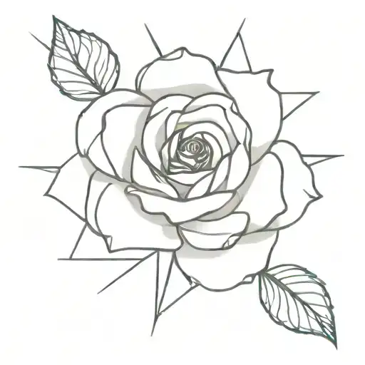 minimal tattoo with north direction and rose intertwined tattoo design idea