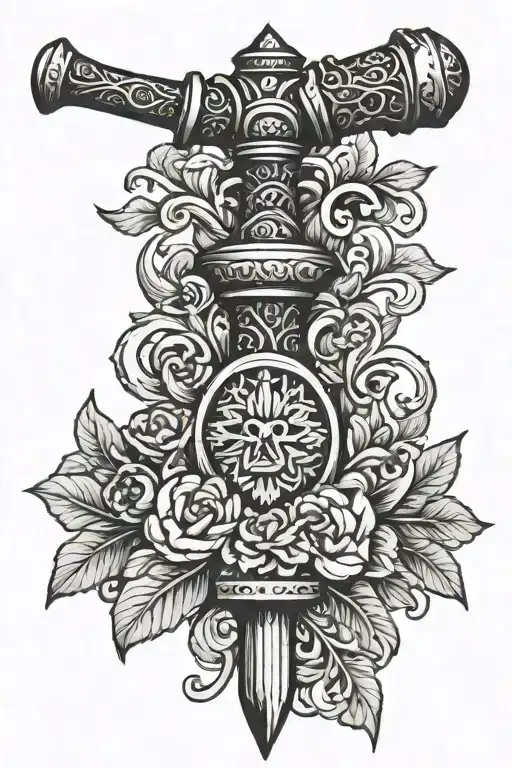 Ukrainian Cossack mace tattoo design idea