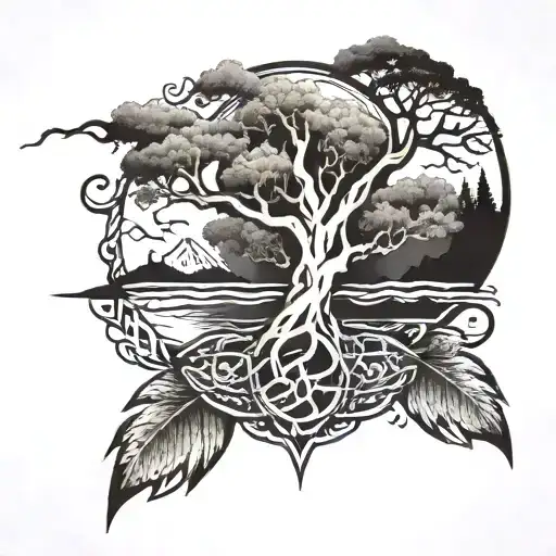 tribal arm band ,life tree,adventure  tattoo design idea