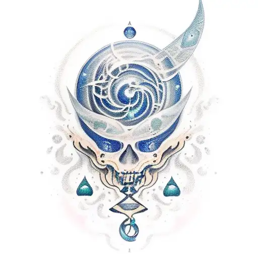 virgo constalation intertwines with Aquarius in night sky tattoo design idea