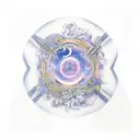 virgo constalation intertwines with Aquarius in night sky tattoo design idea