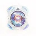 virgo constalation intertwines with Aquarius in night sky tattoo design idea