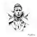 machine gun Kelly themed tattoo using MGK song lyrics tattoo design idea