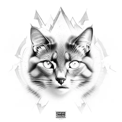 grey cat wide nose white chin green eyes masculine war scene battle warrior tattoo design idea