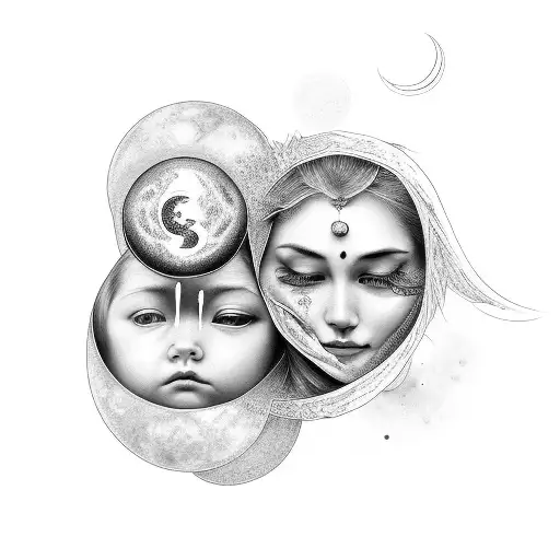 The eternal connection between a mother and daughter symbolized by the sun and moon tattoo design idea