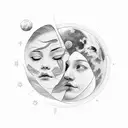 The eternal connection between a mother and daughter symbolized by the sun and moon tattoo design idea