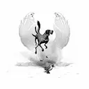A German shorthaired pointer chasing a flock of birds tattoo design idea