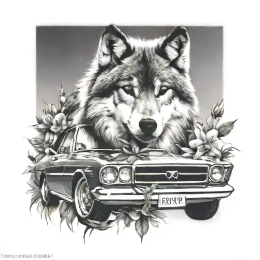 Wolf Jasmin car  tattoo design idea