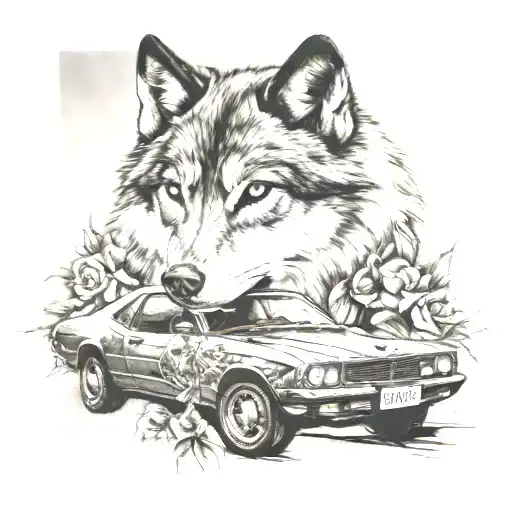 Wolf Jasmin car cat tattoo design idea