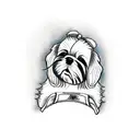 Girl sitting with golden retriever and shih-tzu  tattoo design idea