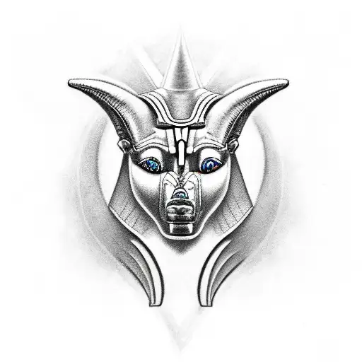 Anubis with ours eye and pyramyds   tattoo design idea