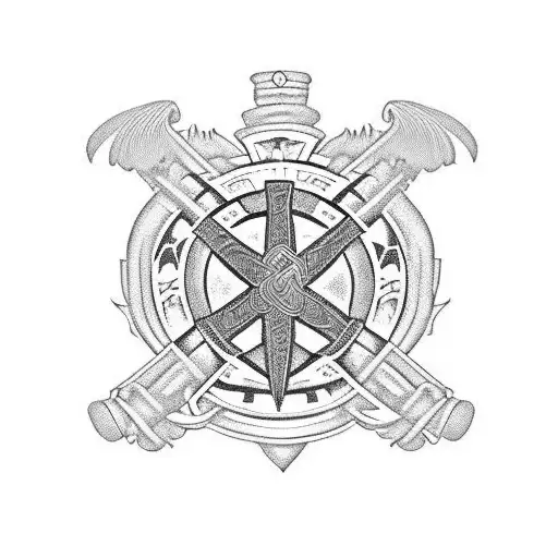 scottish hunter clan crest with celtic design with a US Air Force logo inside it.  tattoo design idea