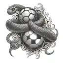 snake around a soccer ball tattoo design idea