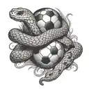 snake around a soccer ball tattoo design idea