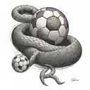 snake around a soccer ball tattoo design idea