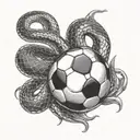 snake around a soccer ball tattoo design idea