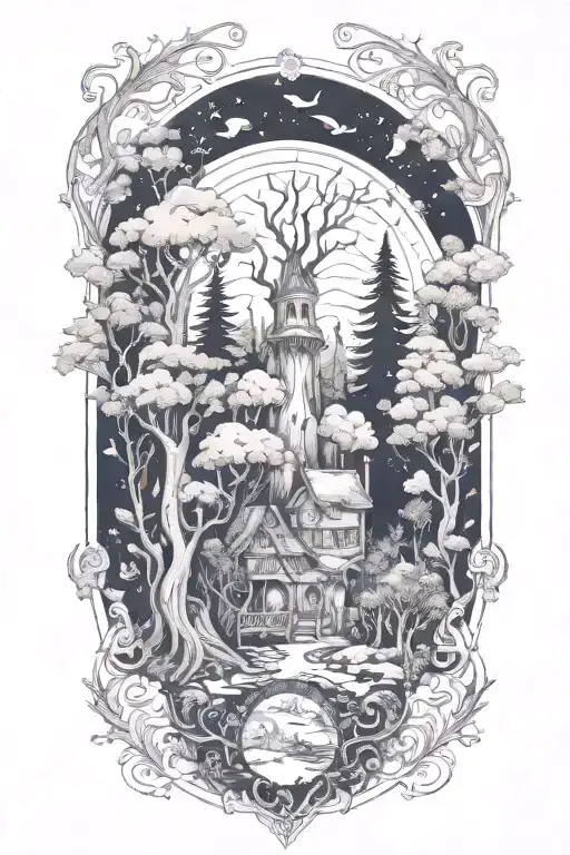 enchanted  forest   tattoo design idea