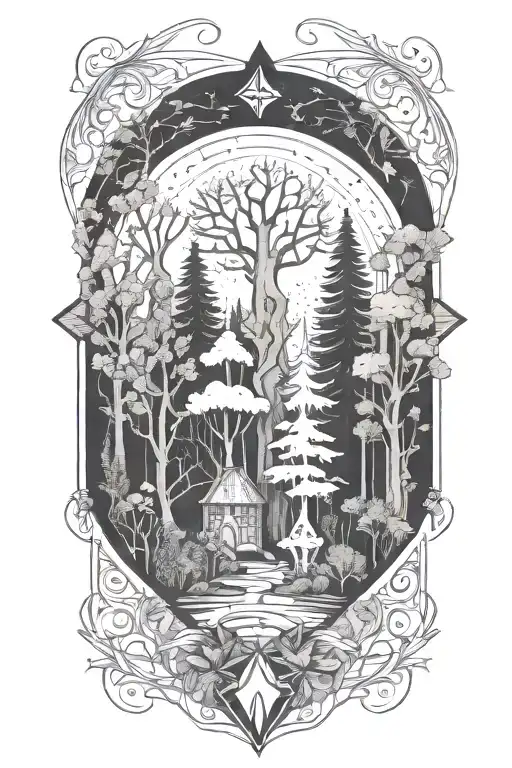 enchanted  forest   tattoo design idea