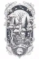 enchanted  forest   tattoo design idea