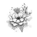 april birth flower, august birth flower, november birth flower tattoo design idea