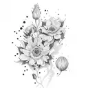 april birth flower, august birth flower, november birth flower tattoo design idea