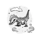 Cute and mini dinosaur while eating corn tattoo design idea