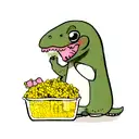 Cute and mini dinosaur while eating corn tattoo design idea