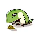 Cute and mini dinosaur while eating corn tattoo design idea