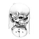 Half a baby face in a clock mother with chains around her neck and the Grim Reaper tattoo design idea