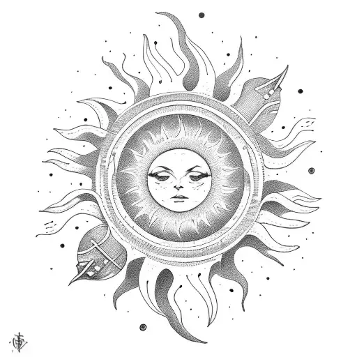 sun with the caption "the sun." tattoo design idea