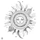 sun with the caption "the sun." tattoo design idea