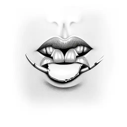 lips lickin cigarette  tattoo design idea