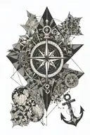anchor, compass, world map tattoo design idea
