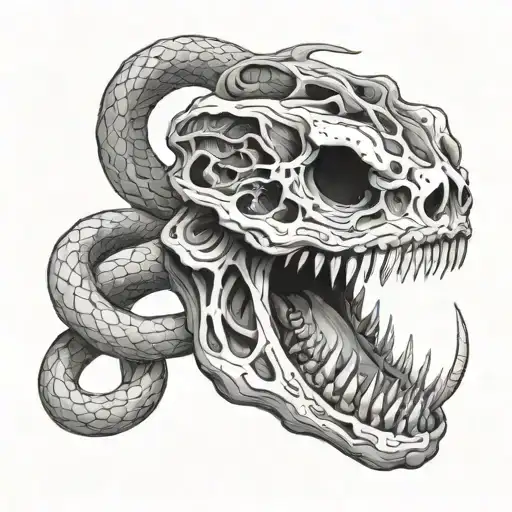 snake skeleton tattoo design idea