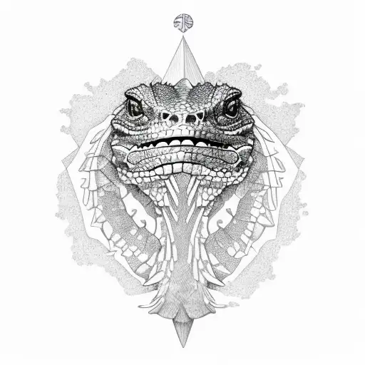 Continent South America in the shape of a green iguana tattoo design idea