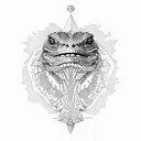 Continent South America in the shape of a green iguana tattoo design idea