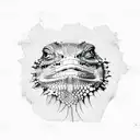 Continent South America in the shape of a green iguana tattoo design idea