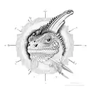 Continent South America in the shape of a green iguana tattoo design idea