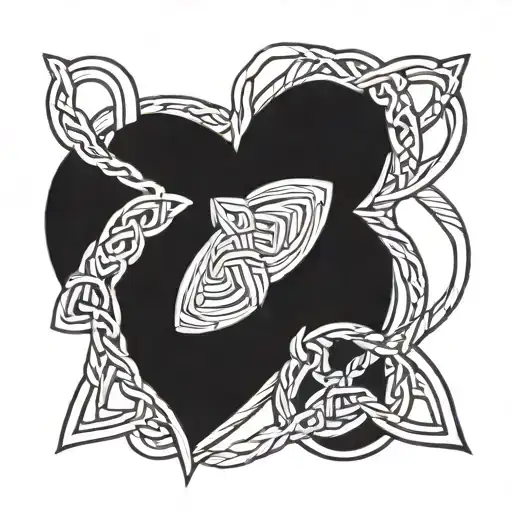 A blackwork design of interconnected hearts forming a Celtic knot pattern, with subtle references to Ireland and EDM music tattoo design idea