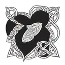 A blackwork design of interconnected hearts forming a Celtic knot pattern, with subtle references to Ireland and EDM music tattoo design idea